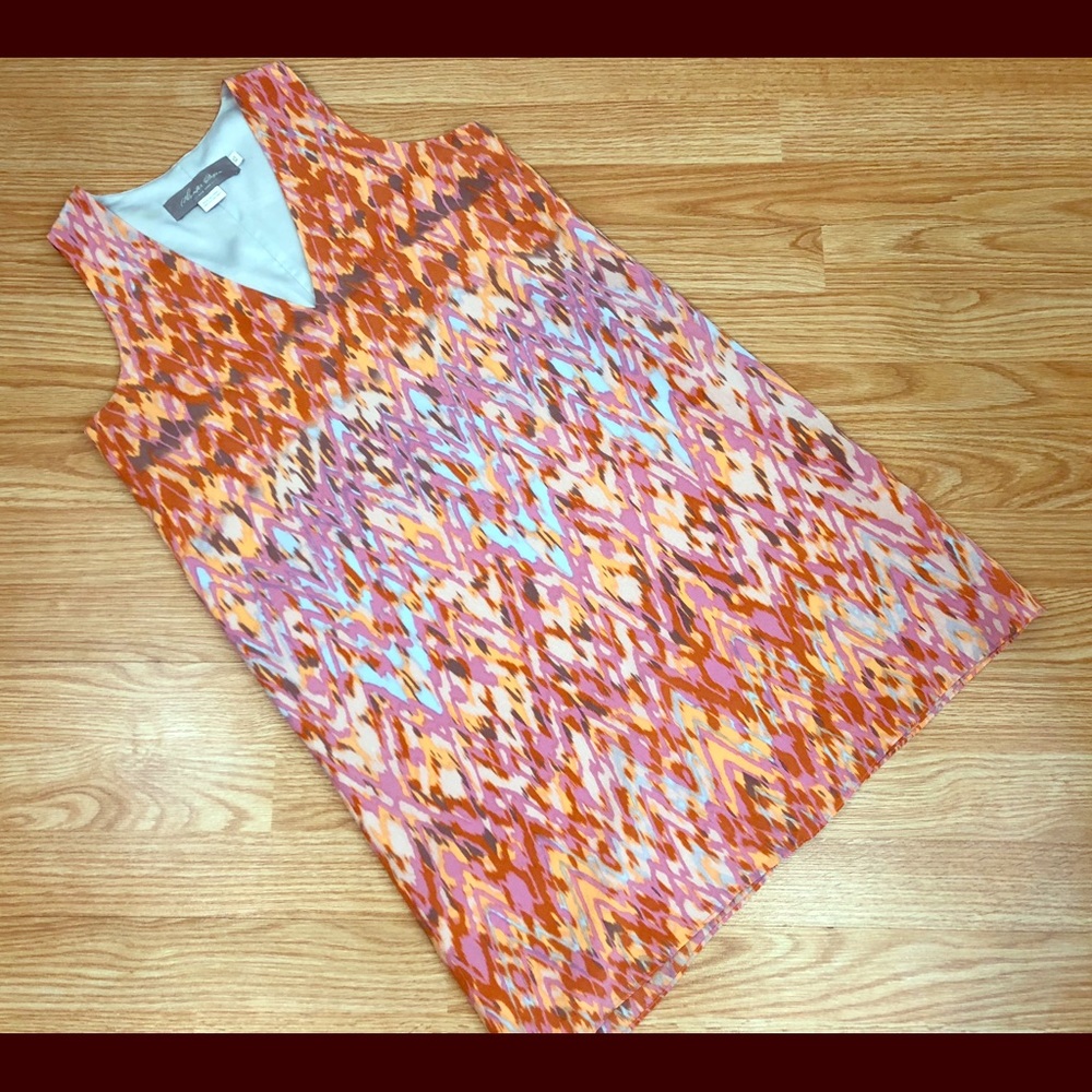 Anthro Hunter Dixon Silk Shift Dress Coral XS